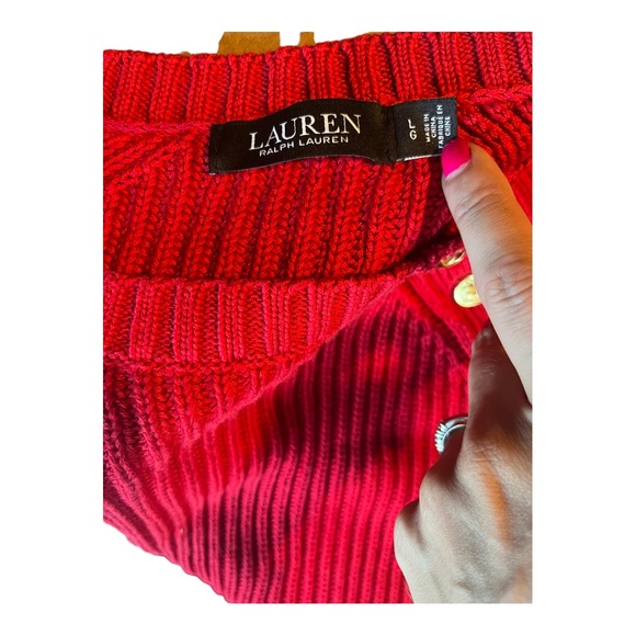 Ralph Lauren Button-Trim Cotton Sweater Size Large in Red - Picture 11 of 11